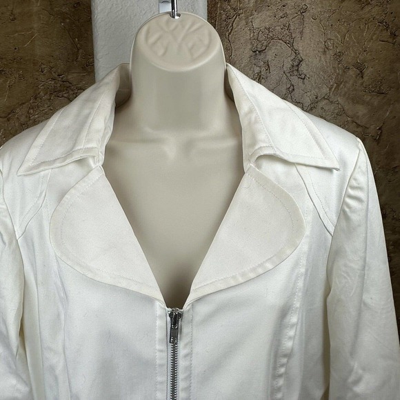 Anthracite by Muse Sz 14 Women's White Zip Front Jacket Belted - Picture 2 of 6